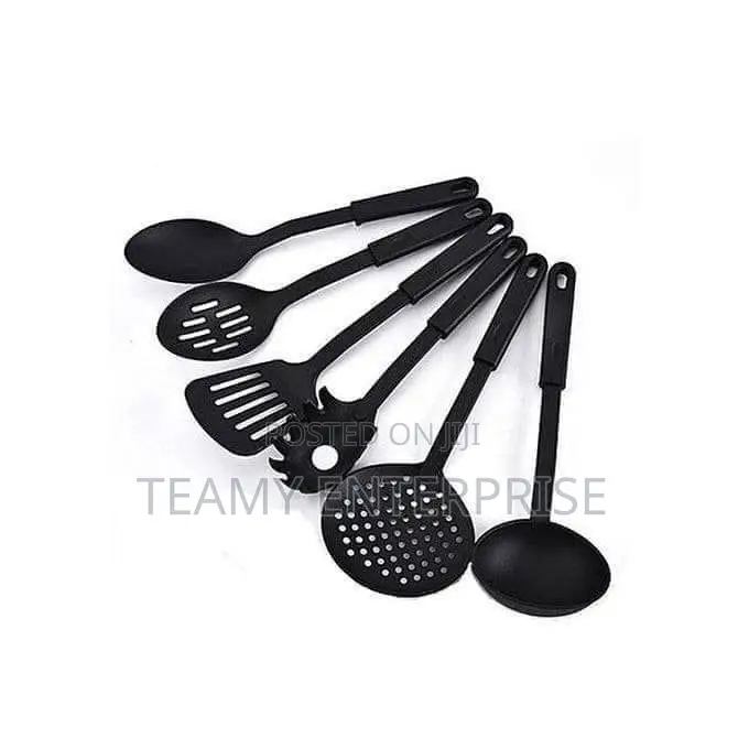 Black Non-Stick Cooking Spoon Set - 6 Pieces