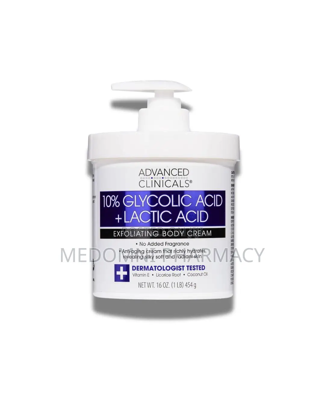 Advanced Clinicals Glycolic Acid + Lactic Acid Body Cream 454g