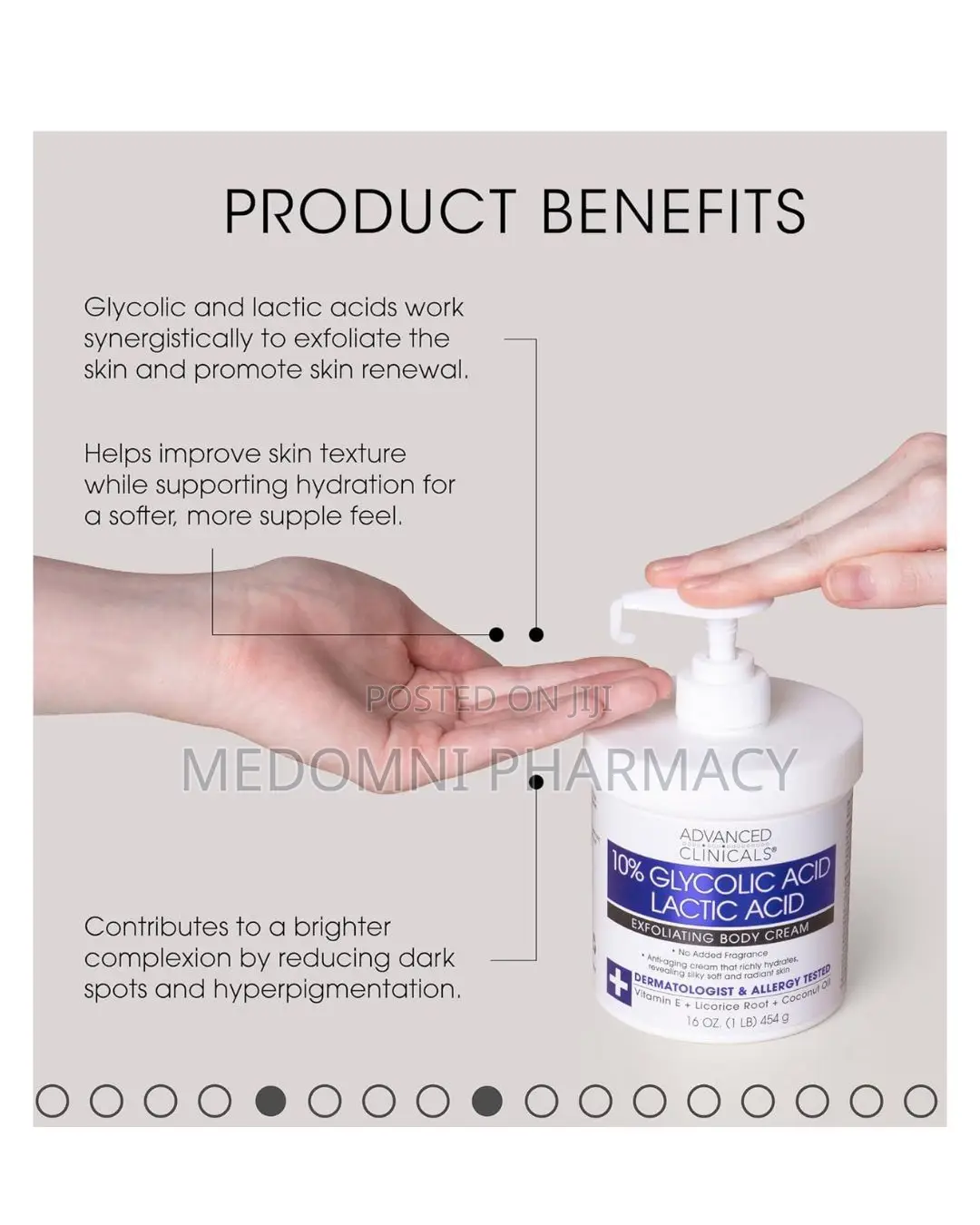 Advanced Clinicals Glycolic Acid + Lactic Acid Body Cream 454g