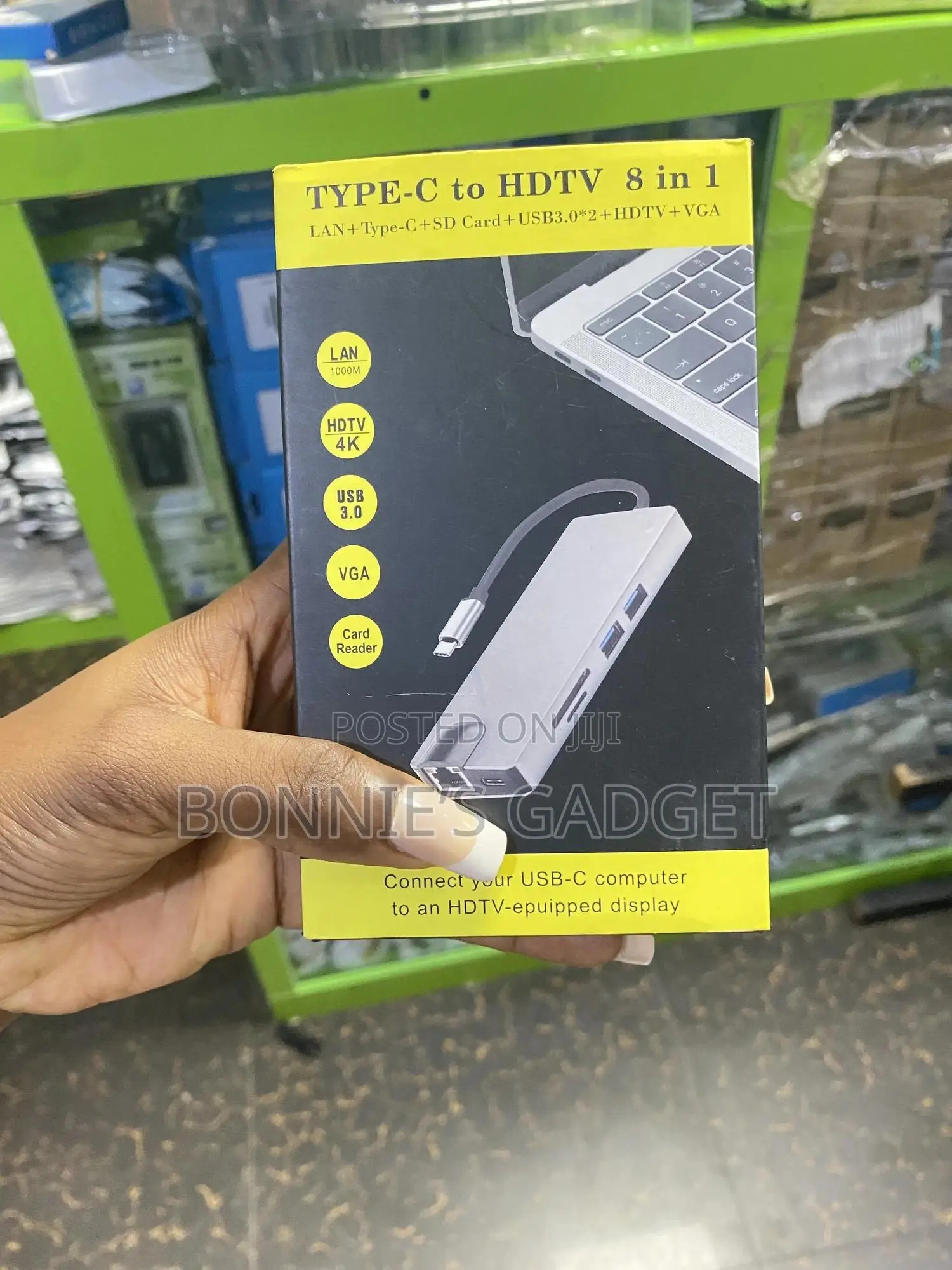 Type-C to HDTV 8-in-1 Adapter, Also Known as a Usb-C Hub