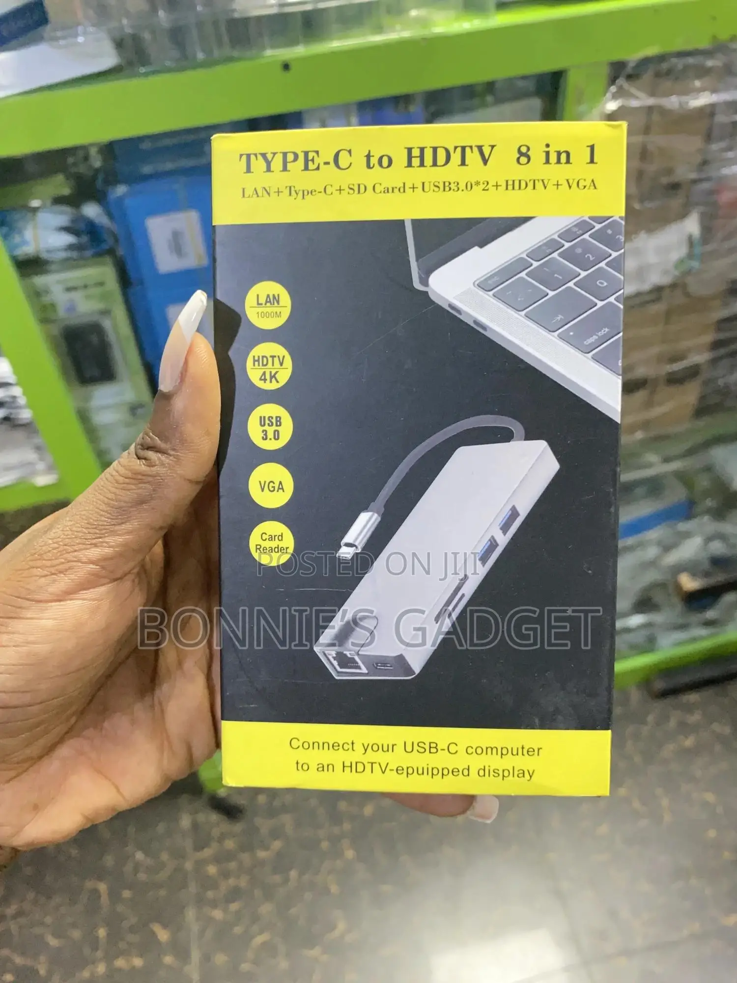 Type-C to HDTV 8-in-1 Adapter, Also Known as a Usb-C Hub