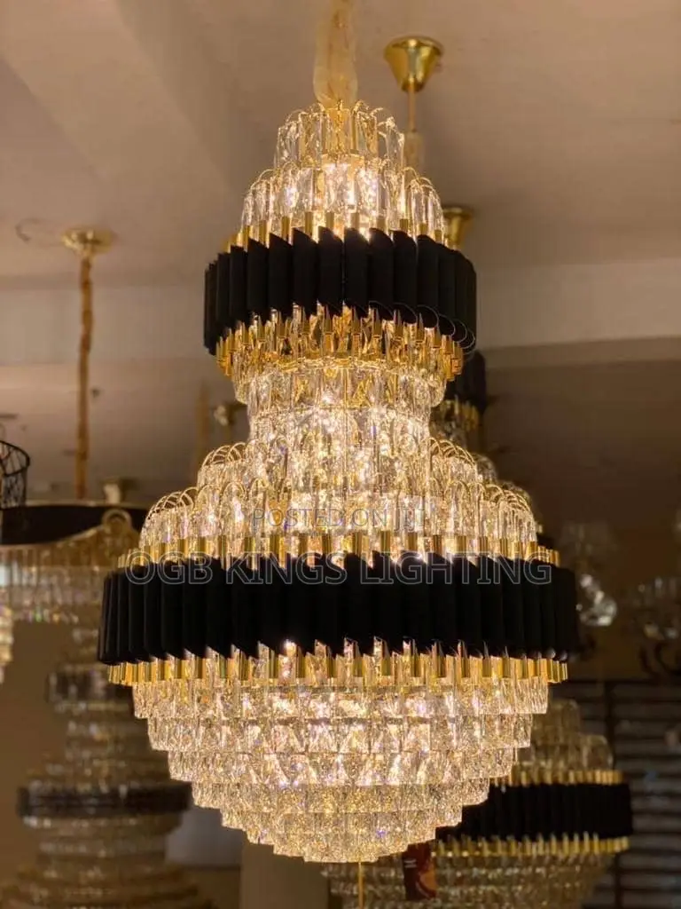 Luxury 2 Layer Classic Black Collection Led Chandelier Lighting Lustre