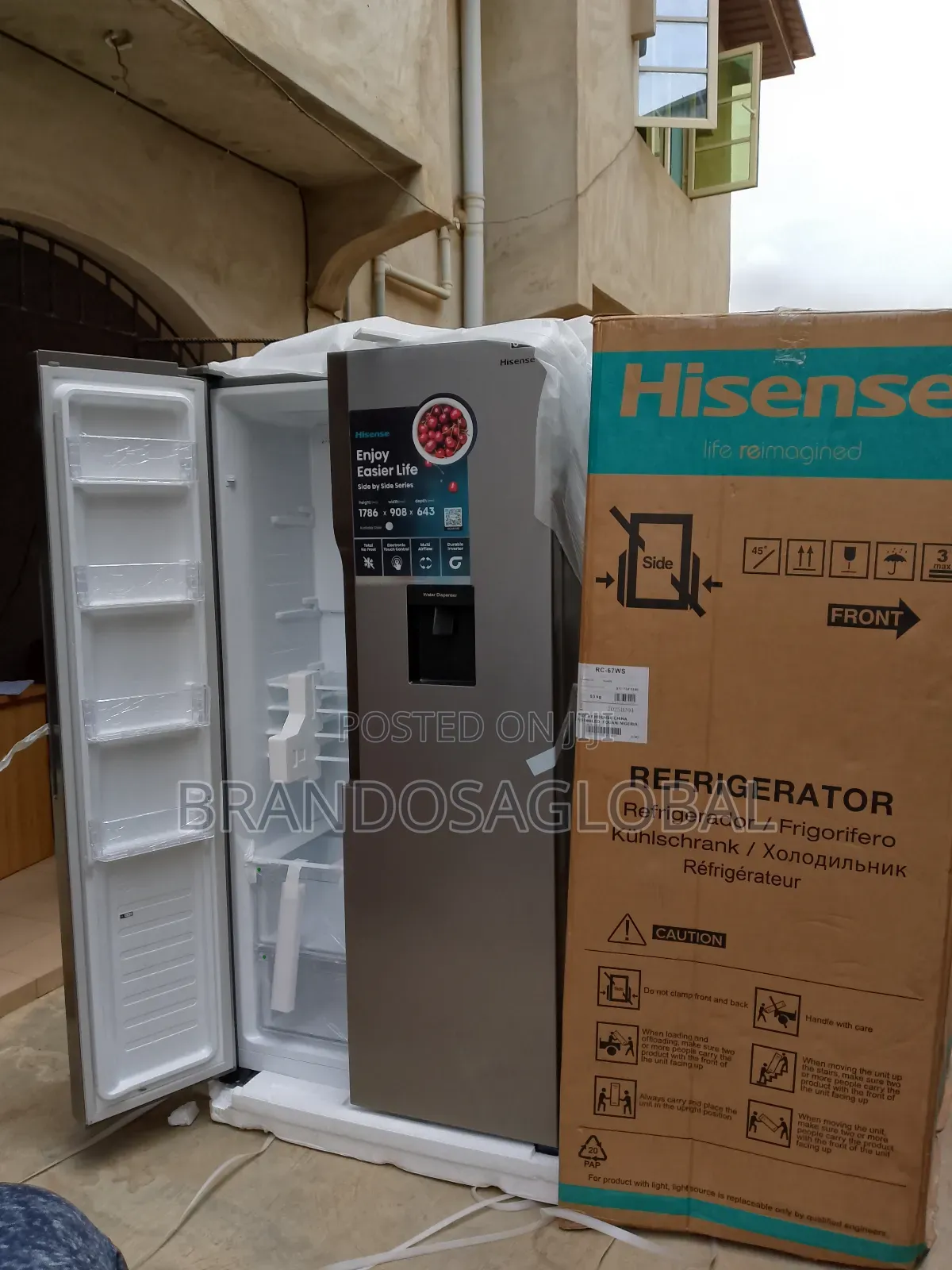 Hisense - Refrigerator Side-by-Side 516l, Rc-67ws