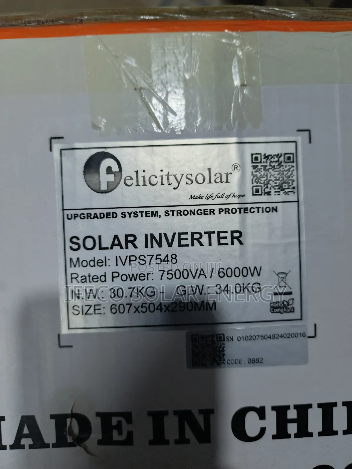 Felicity Inverter Pure Sine Wave 7.5kva