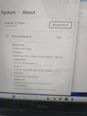 Laptop Dell Latitude E7470 8GB Intel Core I7 SSD 256GB