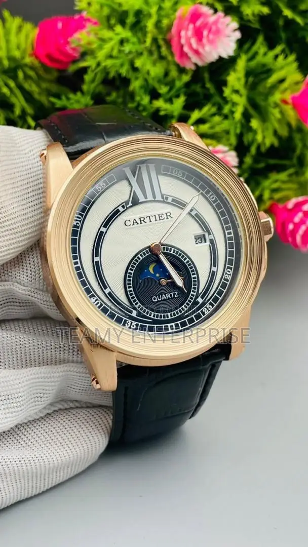 Cartier Quartz Wristwatch - Black Leather