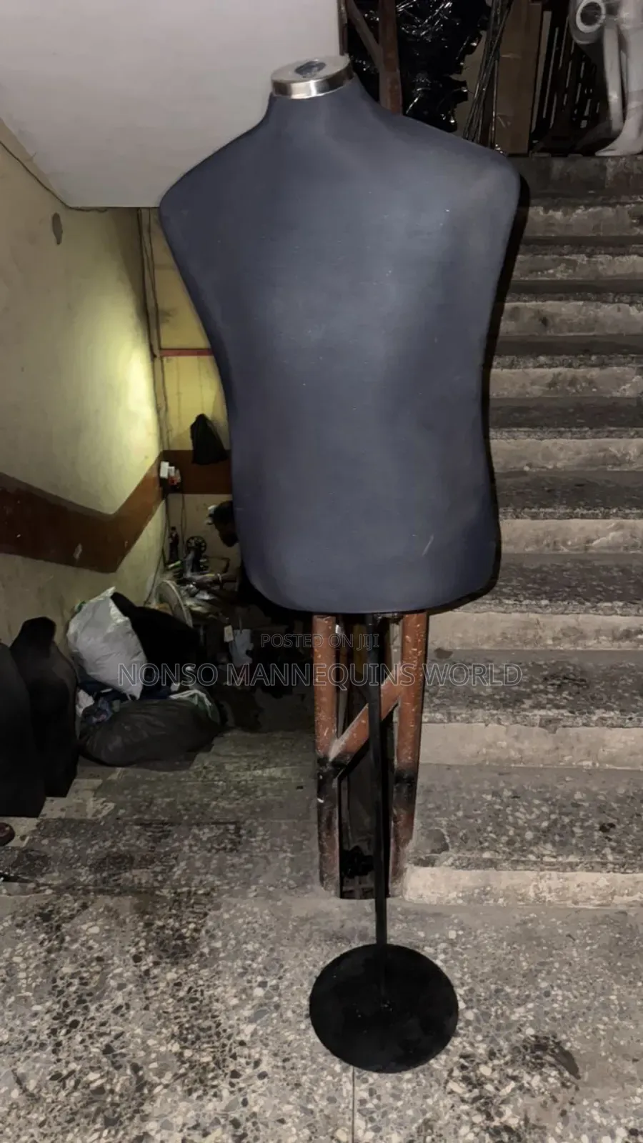 Black Body Male Body Form With Round Metal. Base