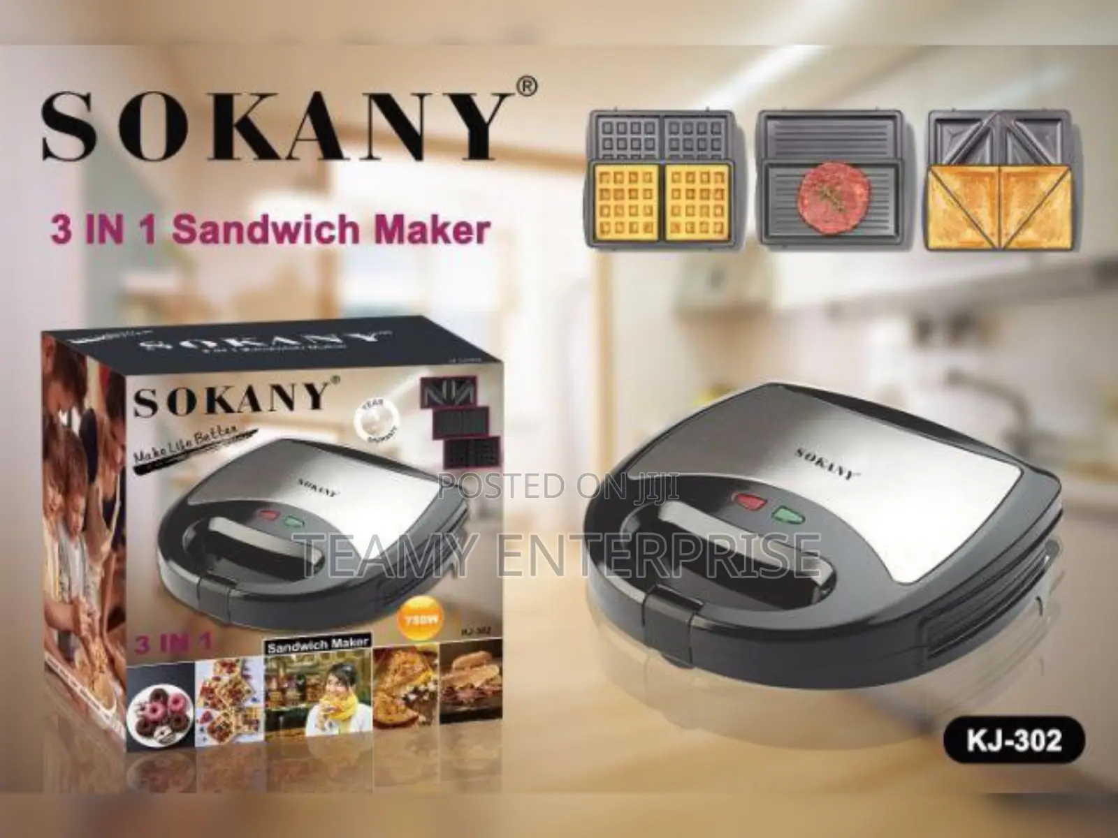 3 in 1 Sokany Toaster Sandwich Maker Kj-302