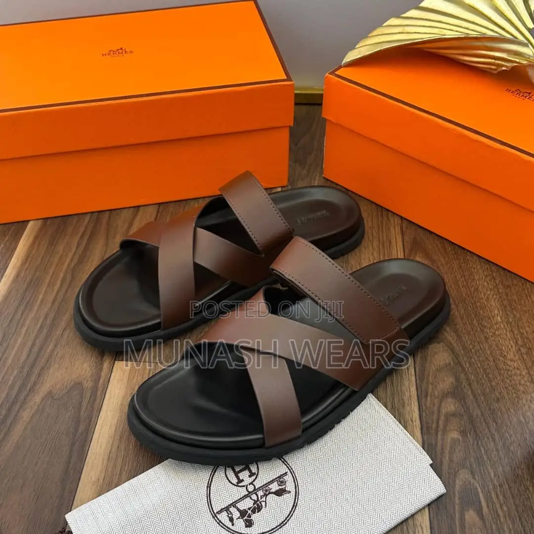 Hemre Double Belt Calfskin Slipers 40-46