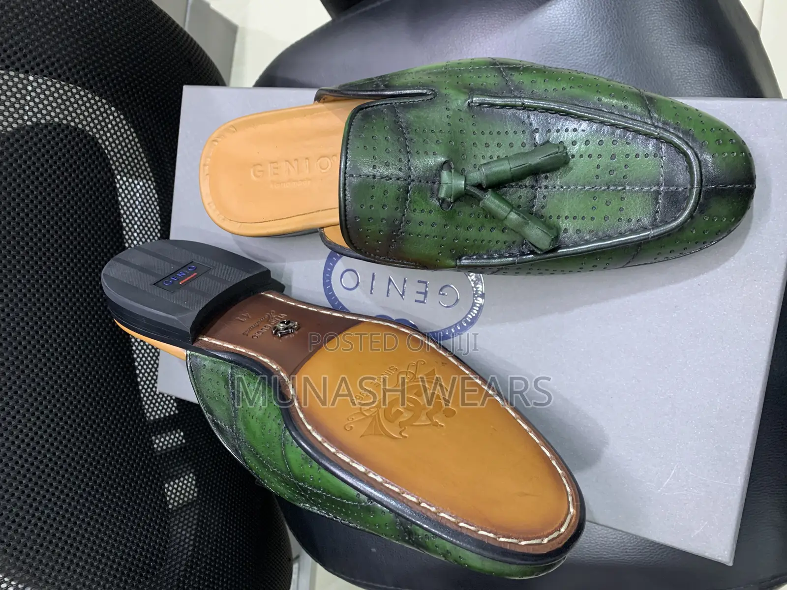 Italian Genio Leather Half Shoe Green