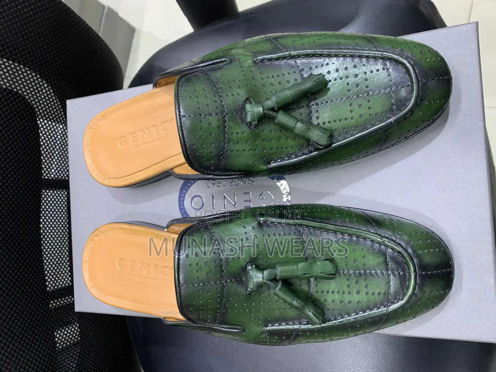 Italian Genio Leather Half Shoe Green
