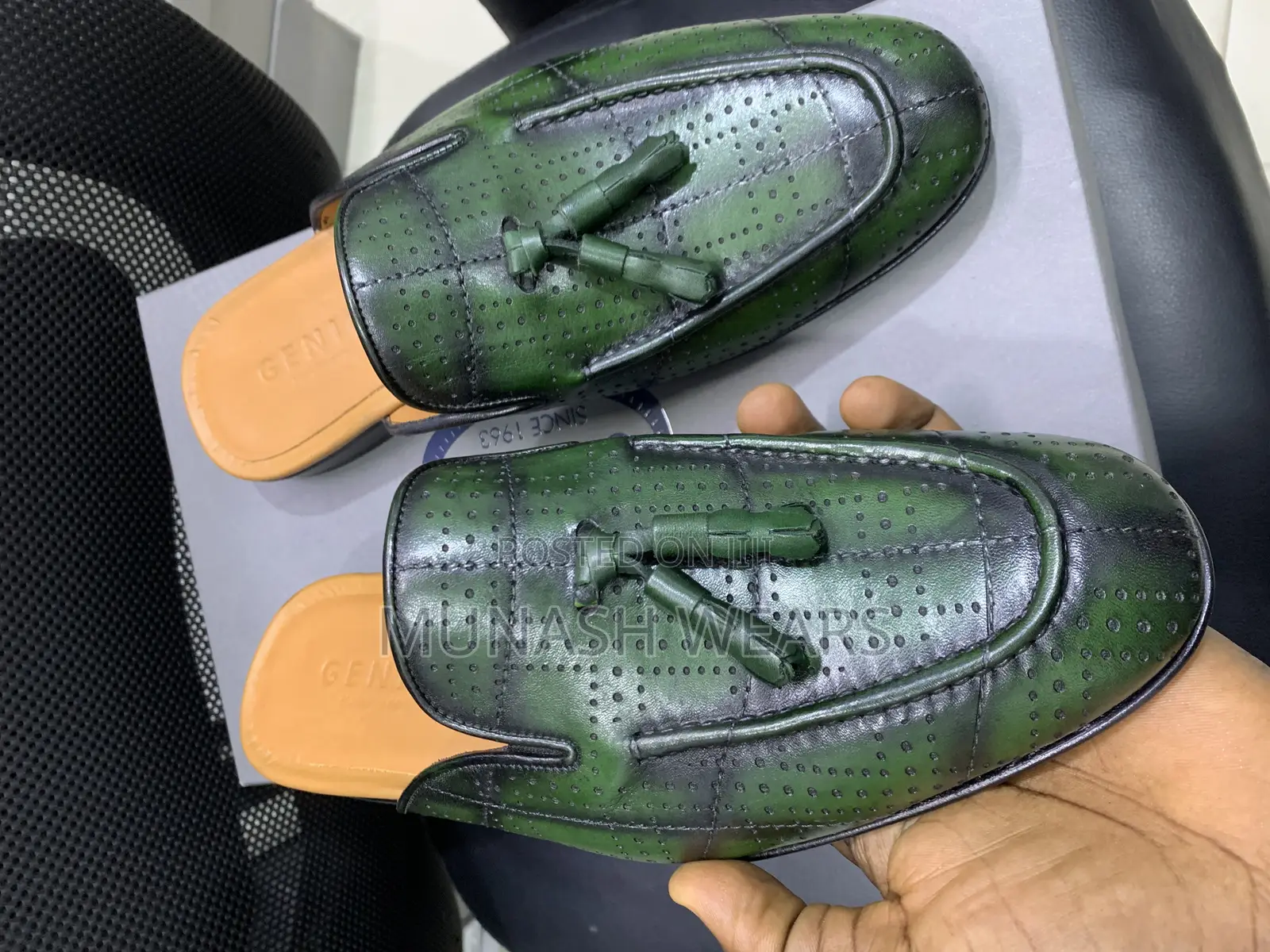 Italian Genio Leather Half Shoe Green