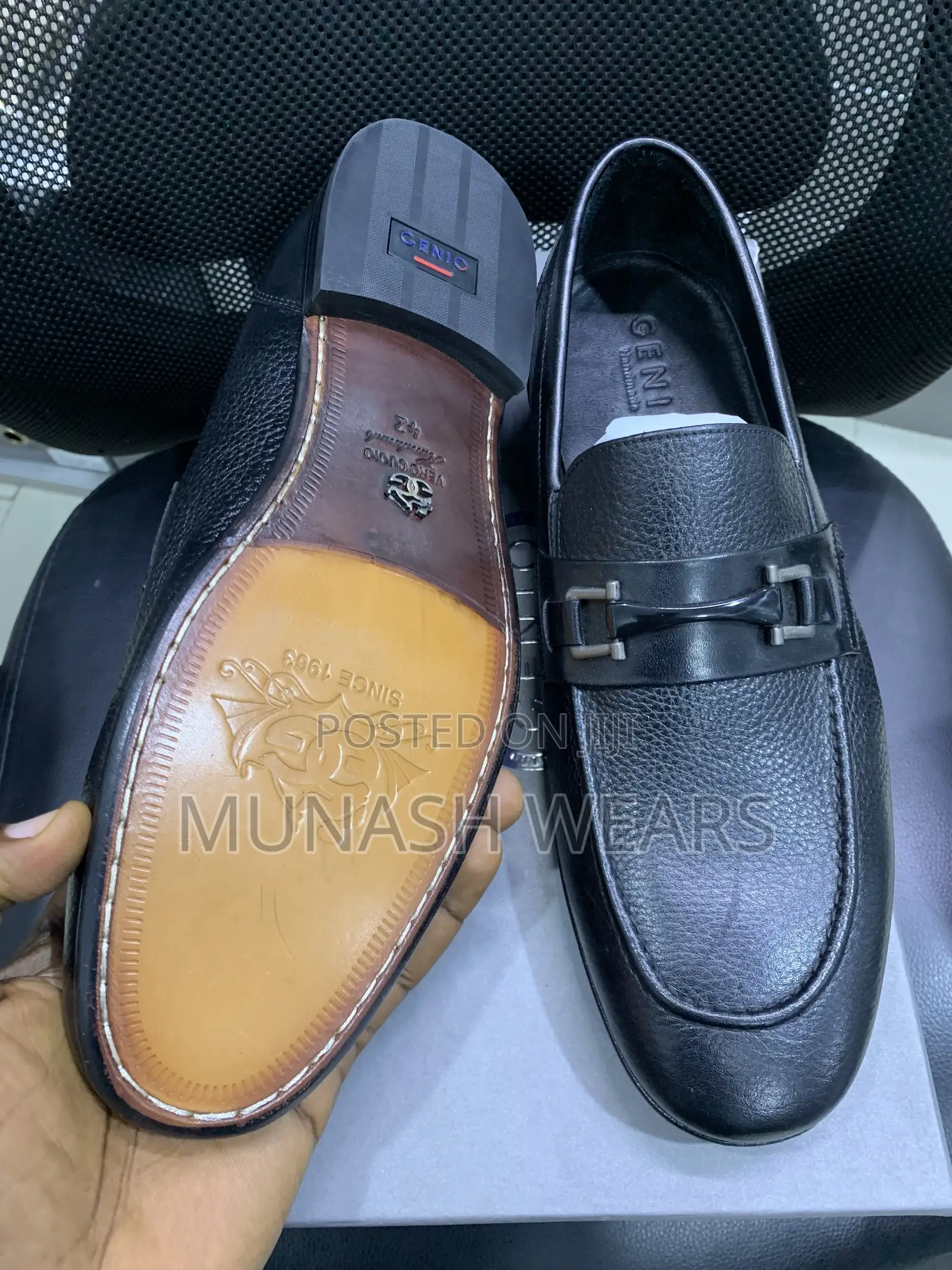 Italian Genio Leather Shoe With Chain Cover 40-47