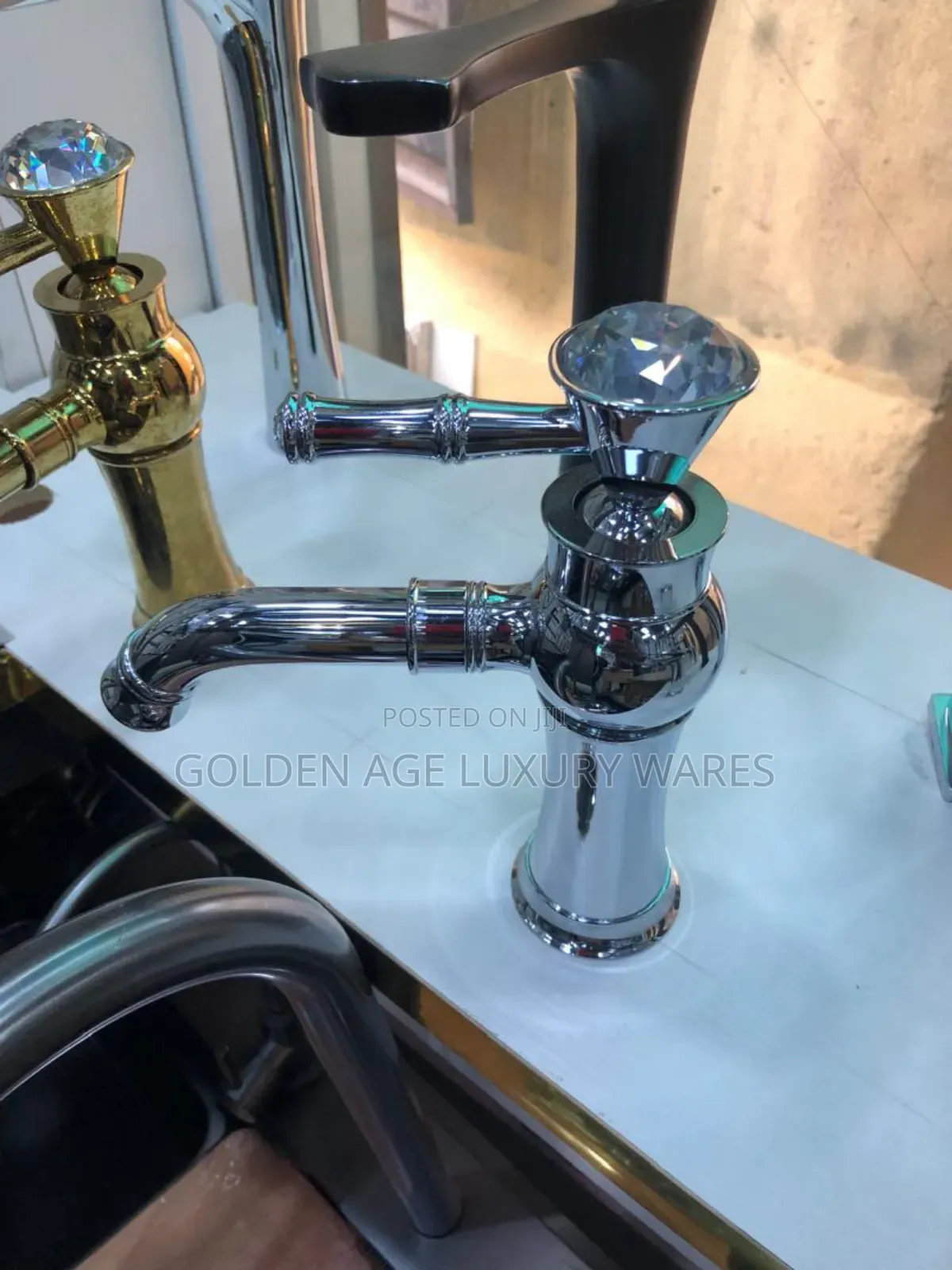 Short Stainless Diamond Head Basin Mixer