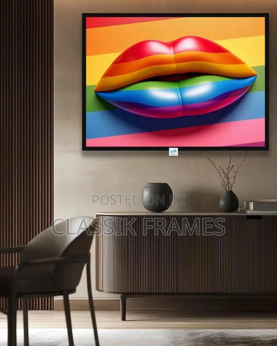 Hd Modern Digi Lips Wooden Frameless Painting Wallart