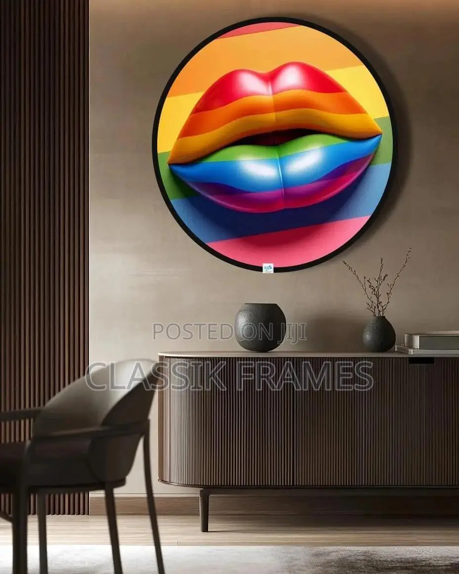 Hd Modern Digi Lips Wooden Frameless Painting Wallart