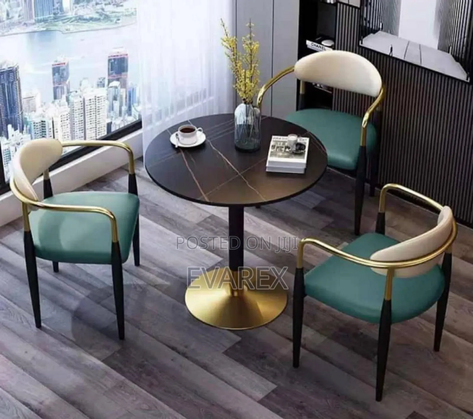 Restaurant/Bar Classic Green Chair Set With Table