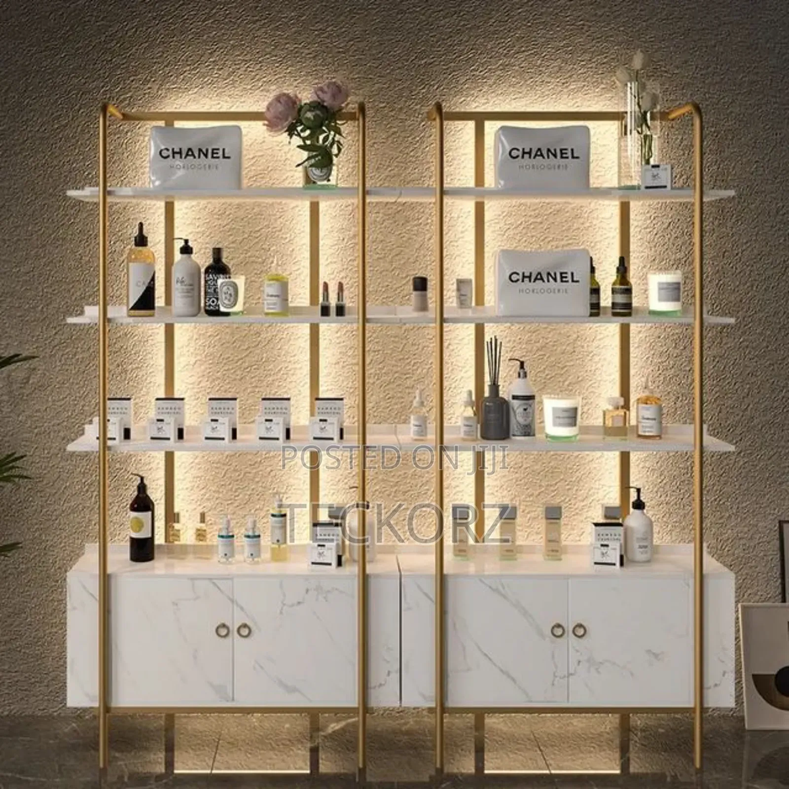 Gold Plated Stainless Steel Costmetic Display Shelves