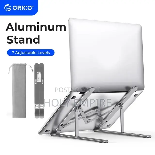 Adjustable Aluminum Laptop Stand - 6-level Height, Foldable Portable