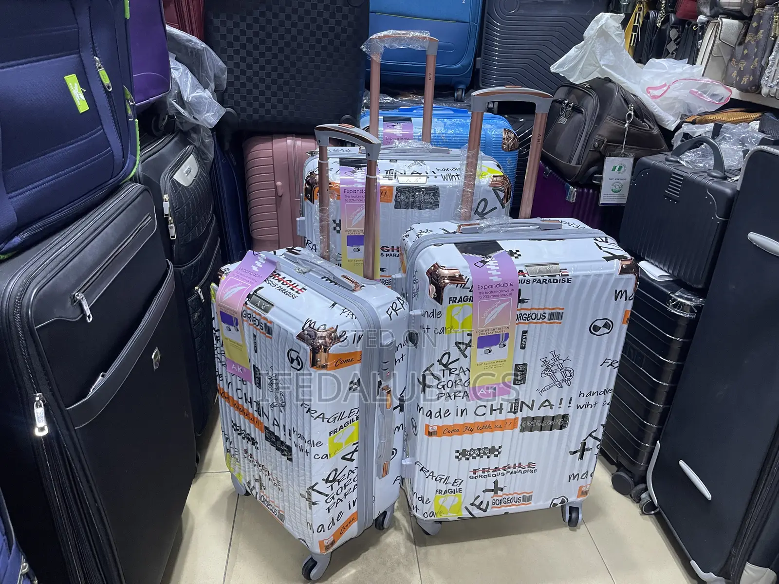 Set Of Fashionable Plastic Luggage