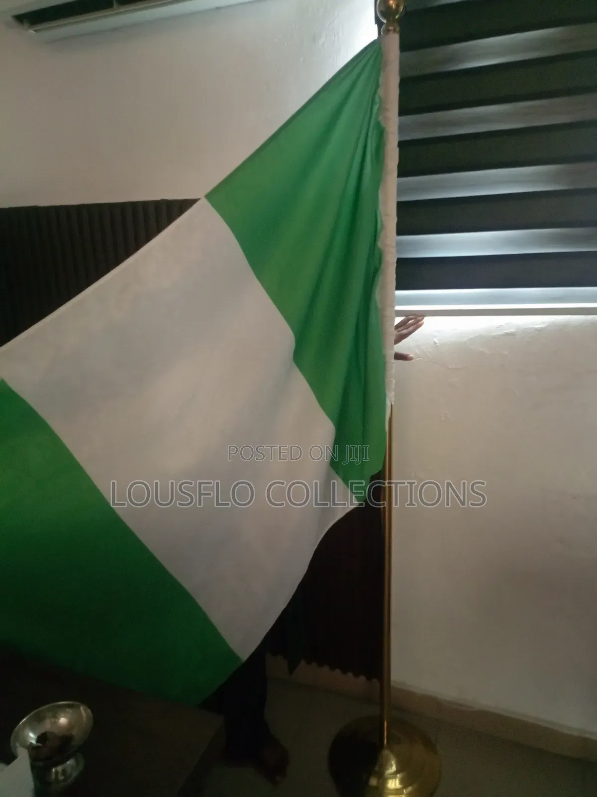 Nigeria Flag With Quality Golden Stand