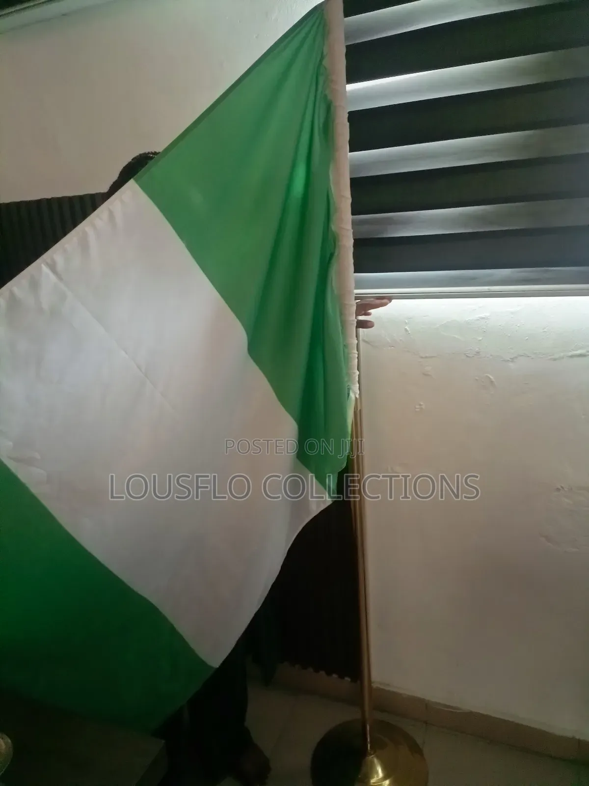 Nigeria Flag With Quality Golden Stand