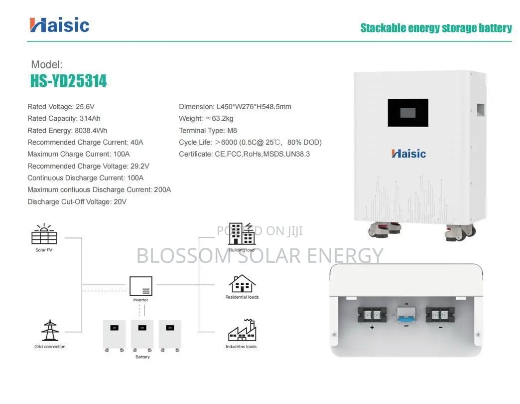 8kw 24v White Body Haisic Lithium Ion Battery