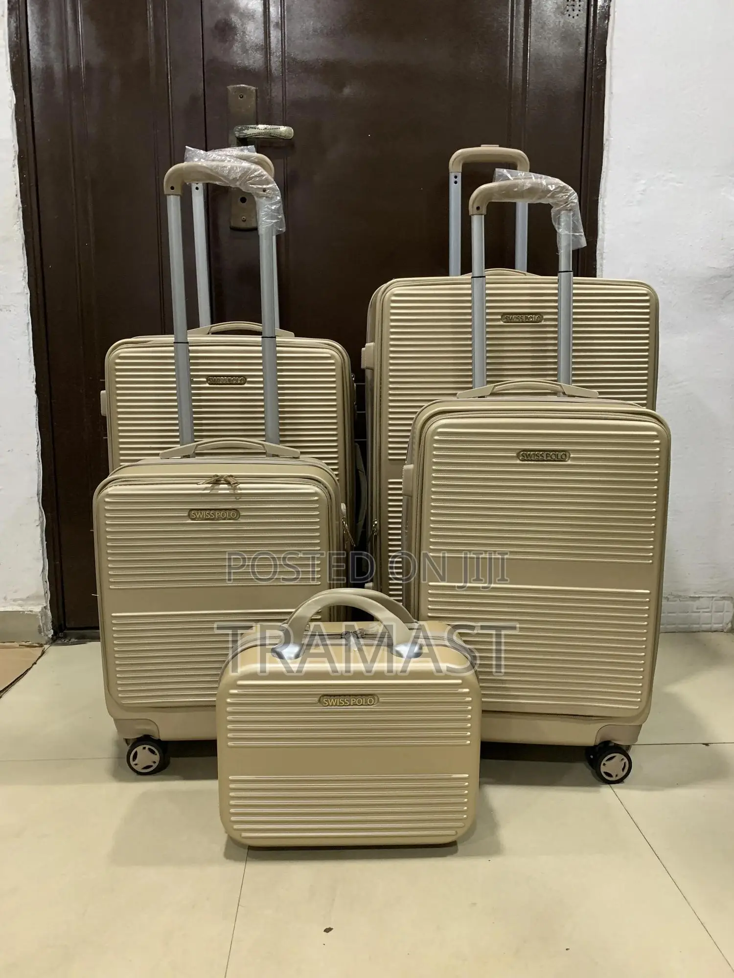 Swiss Polo Suitcases Plastic (Gold) – 5 Set | Strong Stylish Luggage