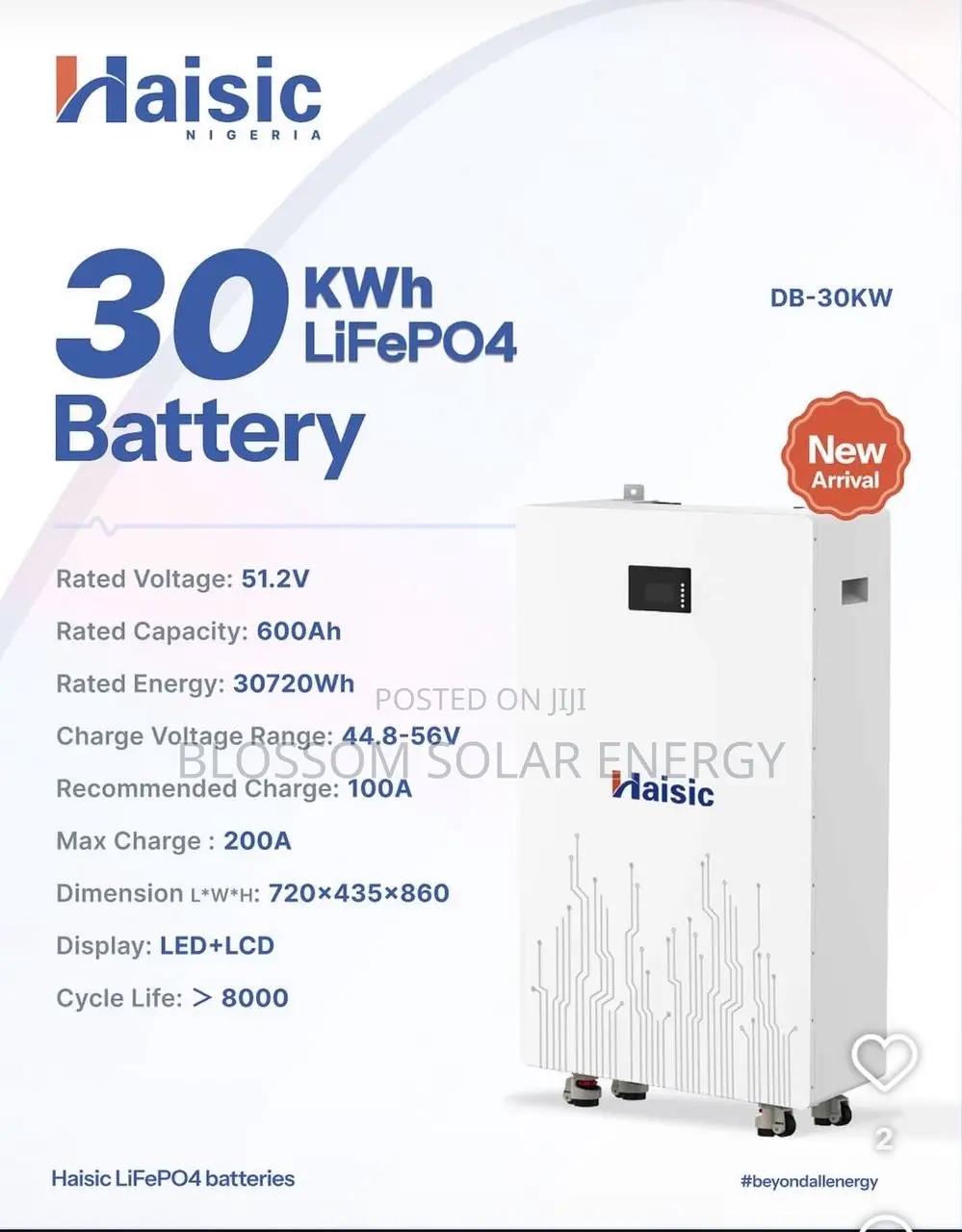 Haisic 30kw 51.2v Lithium Ion Battery