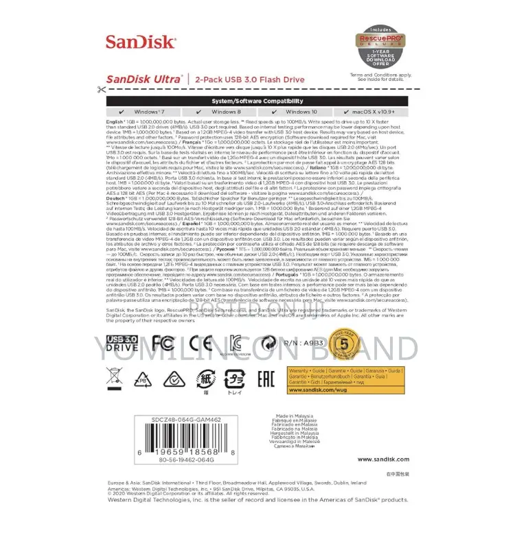 Sandisk 64gb 2-pack Ultra Usb 3.0 Flash Drive
