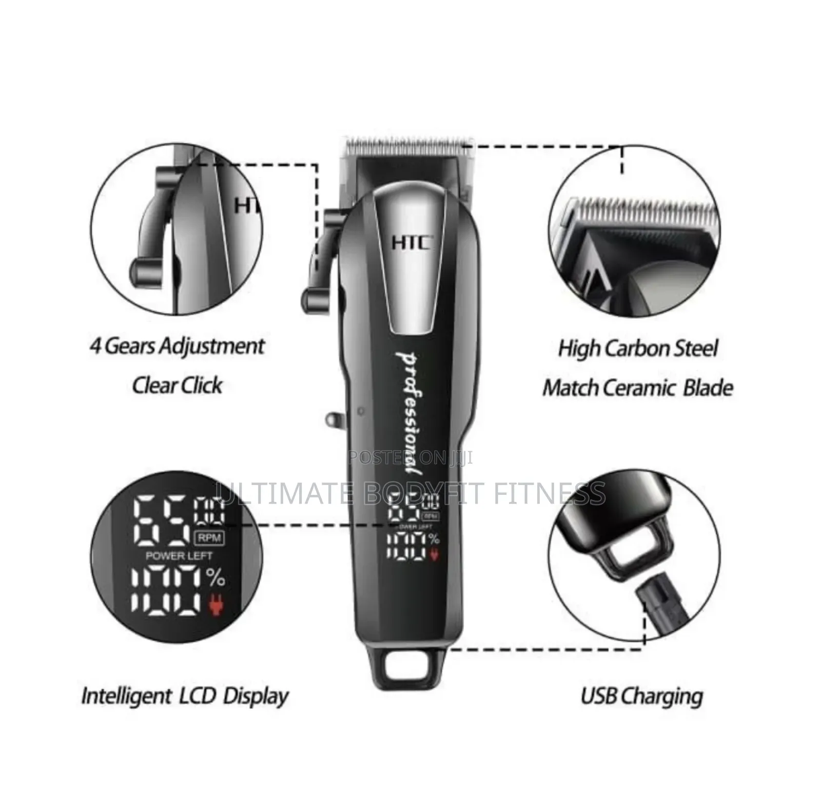 Brand New HTC Ct-8083 Cordless Hair Clipper With Digital Display