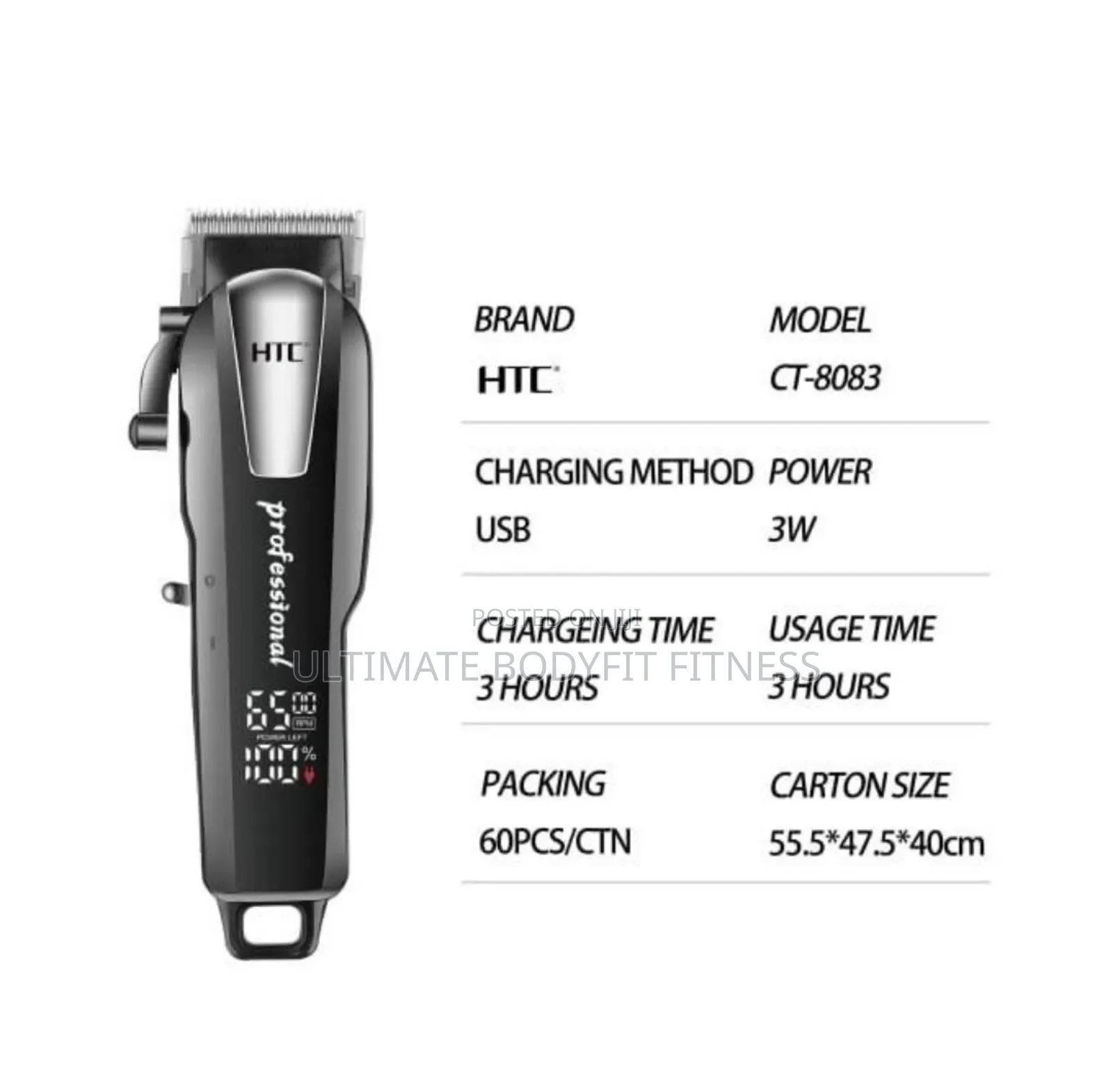 Brand New HTC Ct-8083 Cordless Hair Clipper With Digital Display