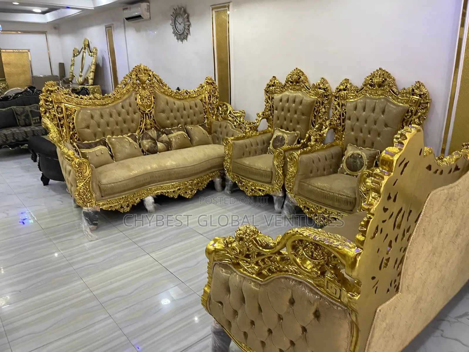 Egyptian Sofa Set Comes With Center Table and 2 Side Stools