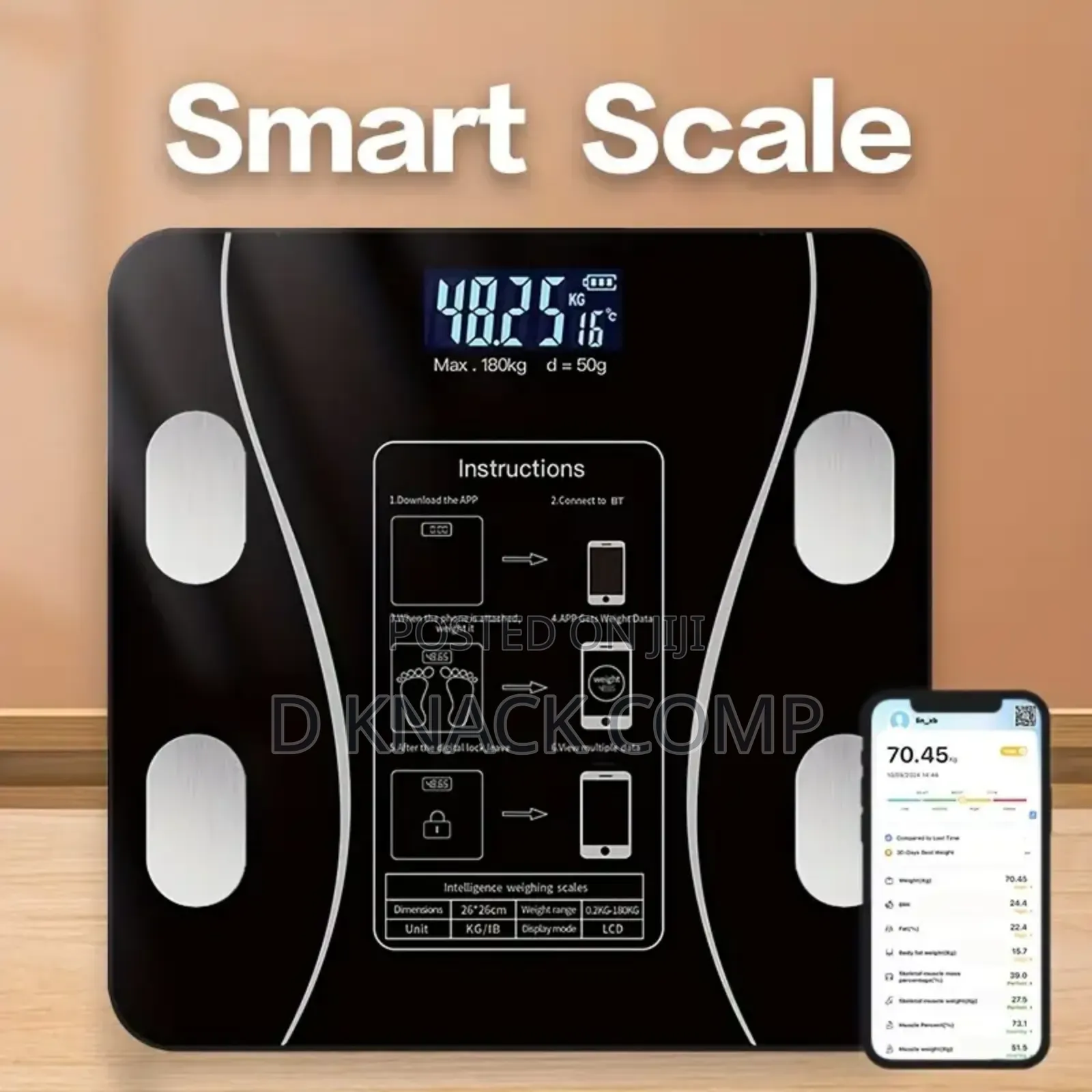 Rechargeable Digital Smart Body Fat Scale With Bluetooth App