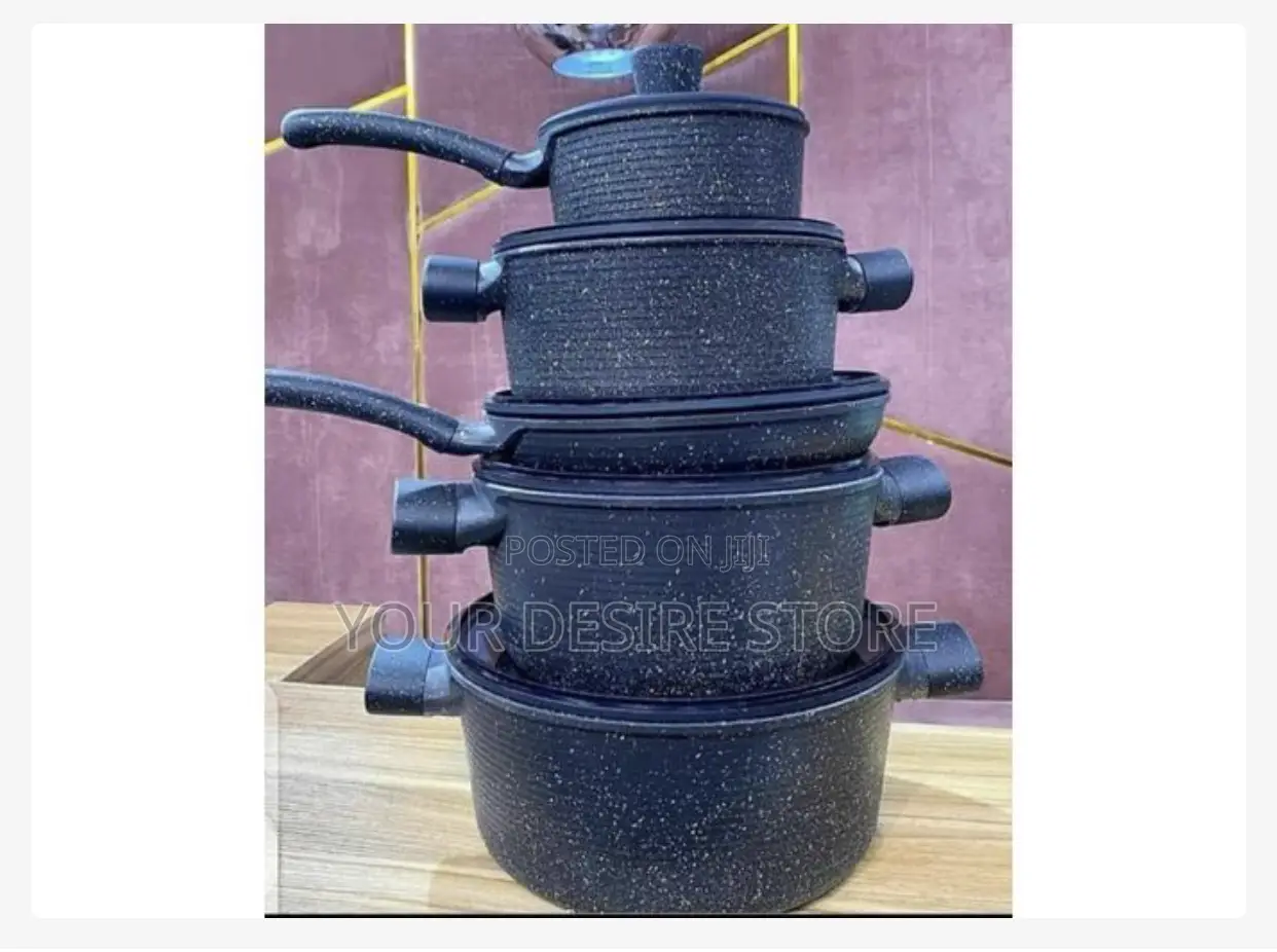 5 Set Die-Cast Marble/Granite Pot Set
