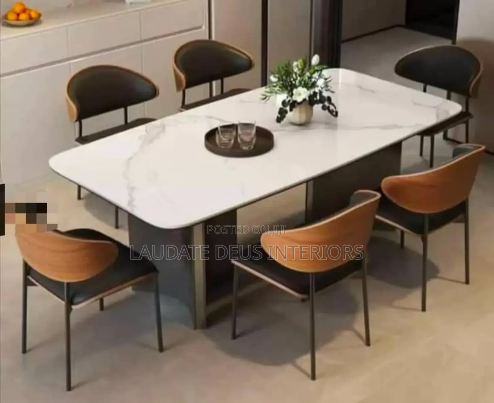 Exquisite 6 Sitters Marble Top Dining Table