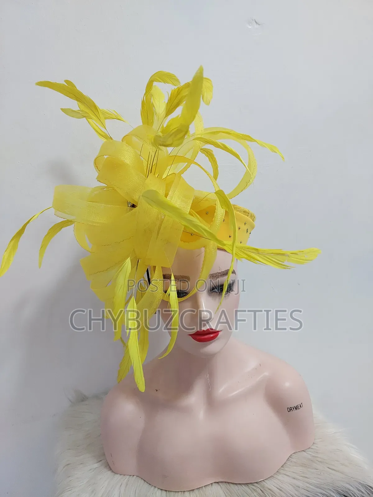 Yellow Feathery Crown Facinator
