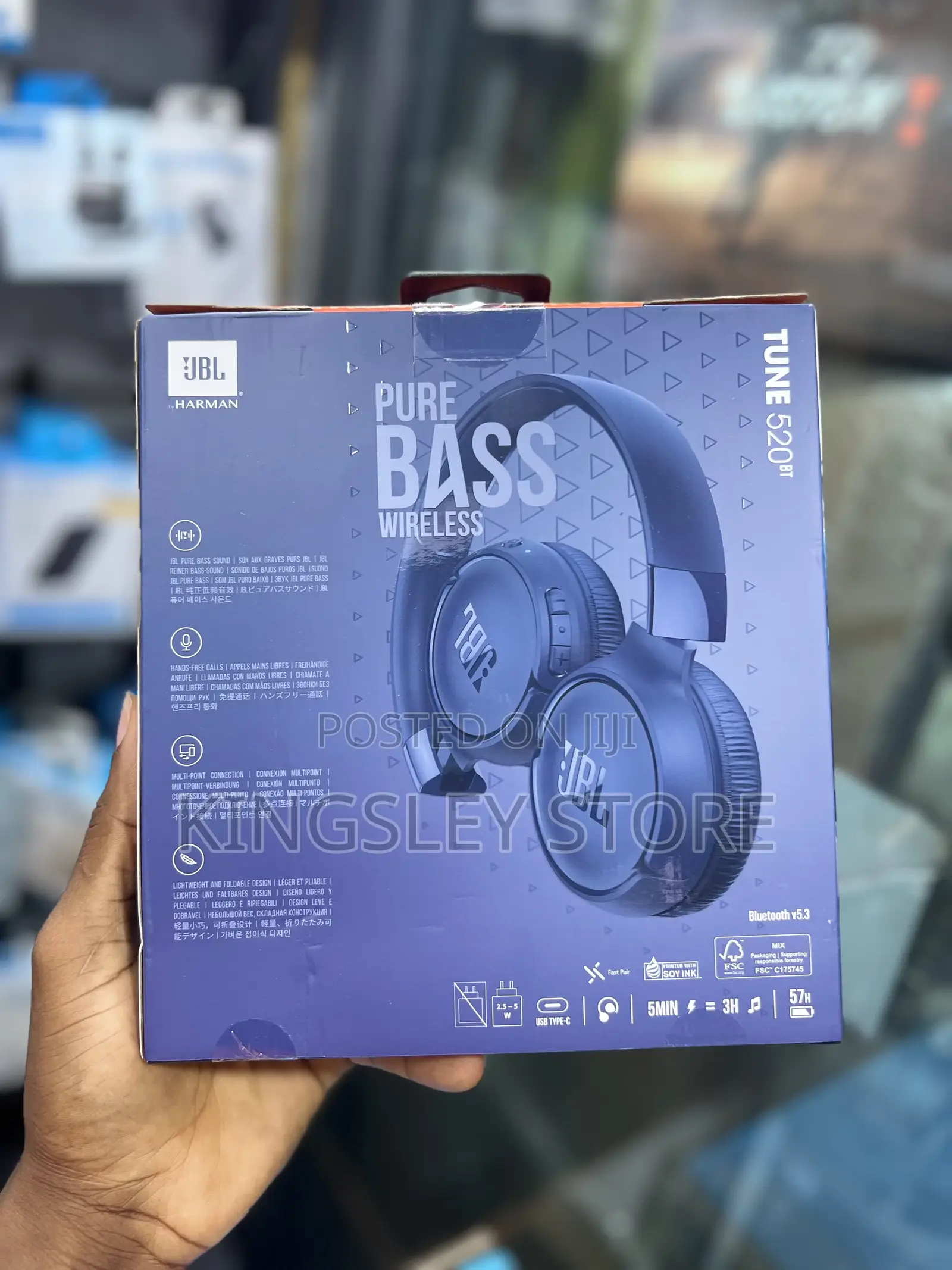 JBL Tune 520bt - Wireless on-Ear Headphones, Up to 57h Battery Life