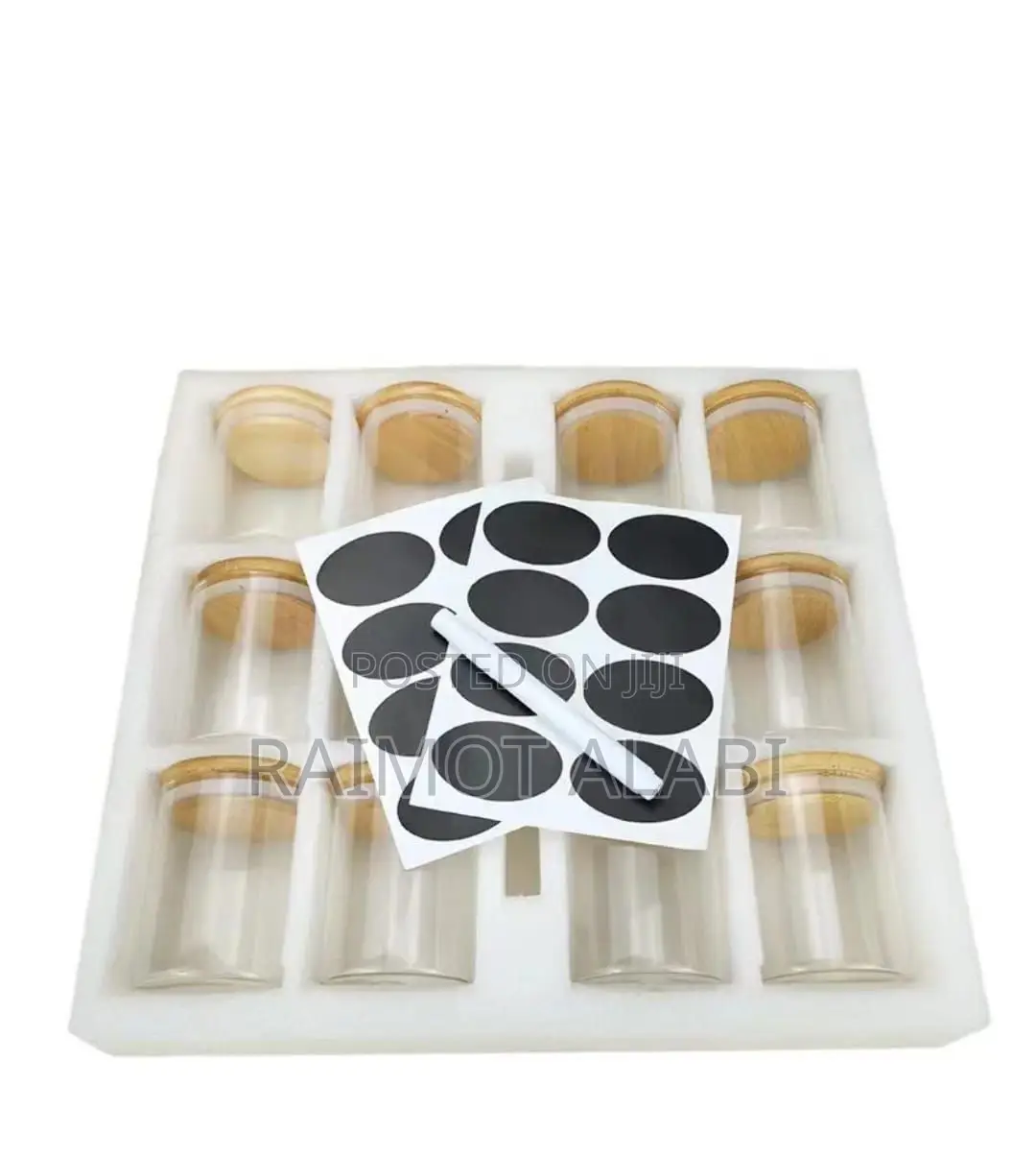 Glass Storage Jar With Stickers,Bamboo Lid