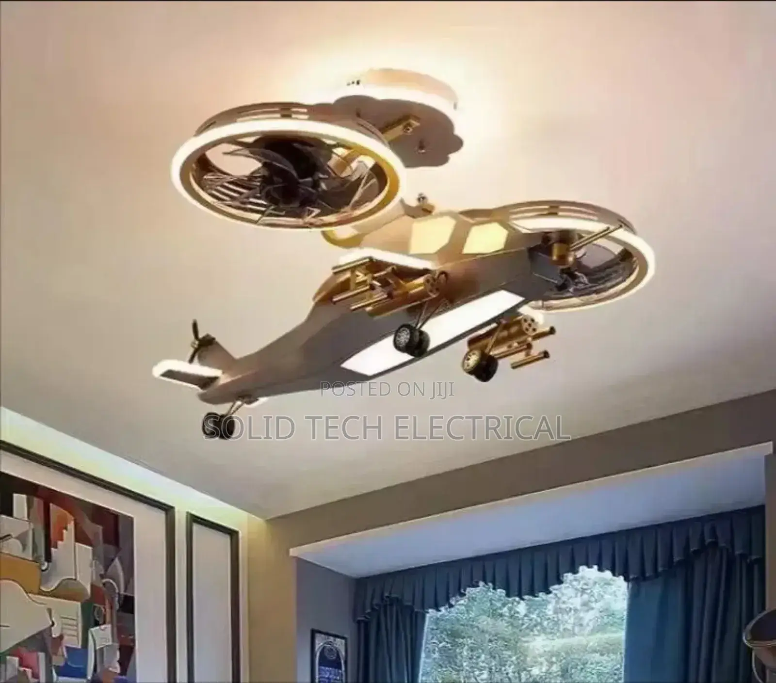 Unique Helicopter Design Chandelier With Fans