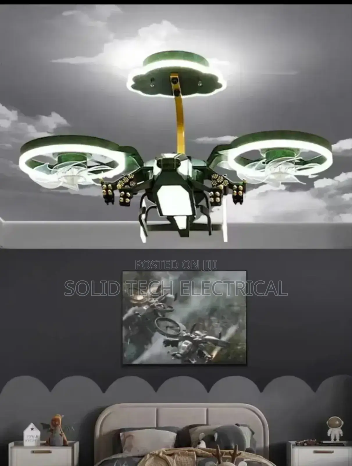Unique Helicopter Design Chandelier With Fans