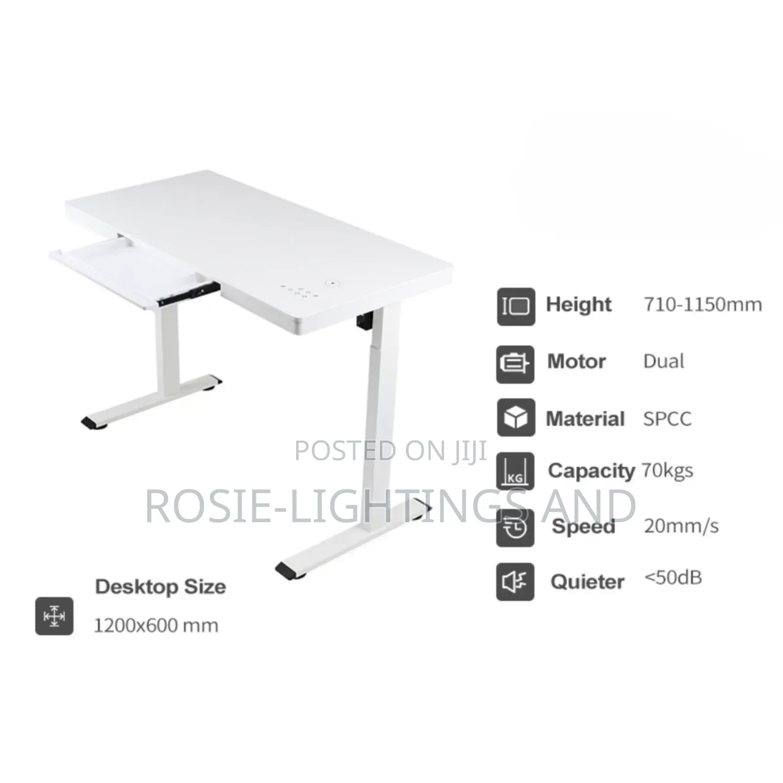 Glass Top Electric Adjustable Table With Charging Pad Usb Port