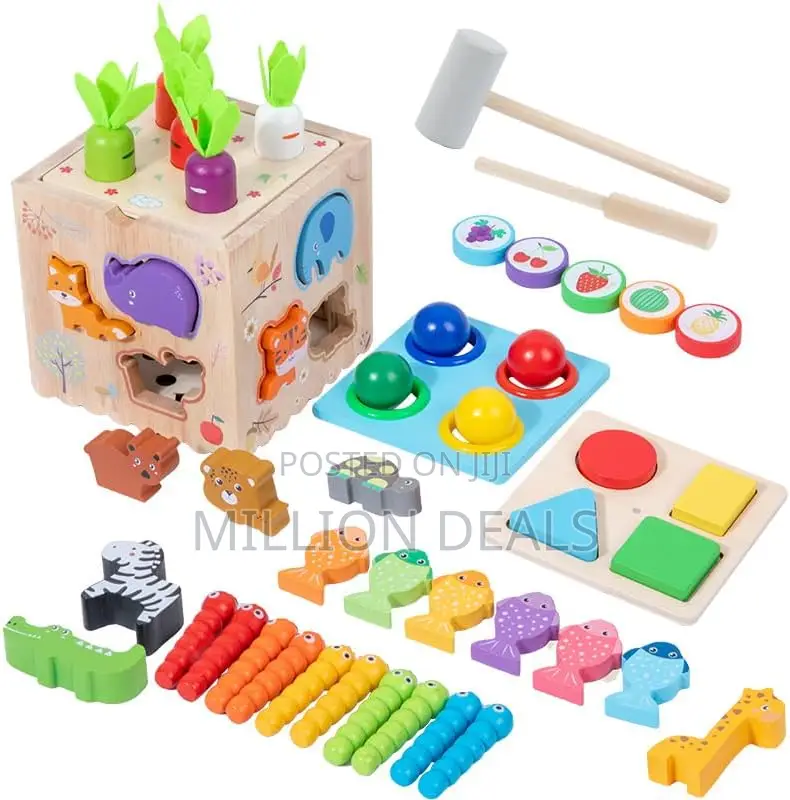 Wooden Kids Cube, 8-in-1 Set Multifunctional Toy Ages 3+