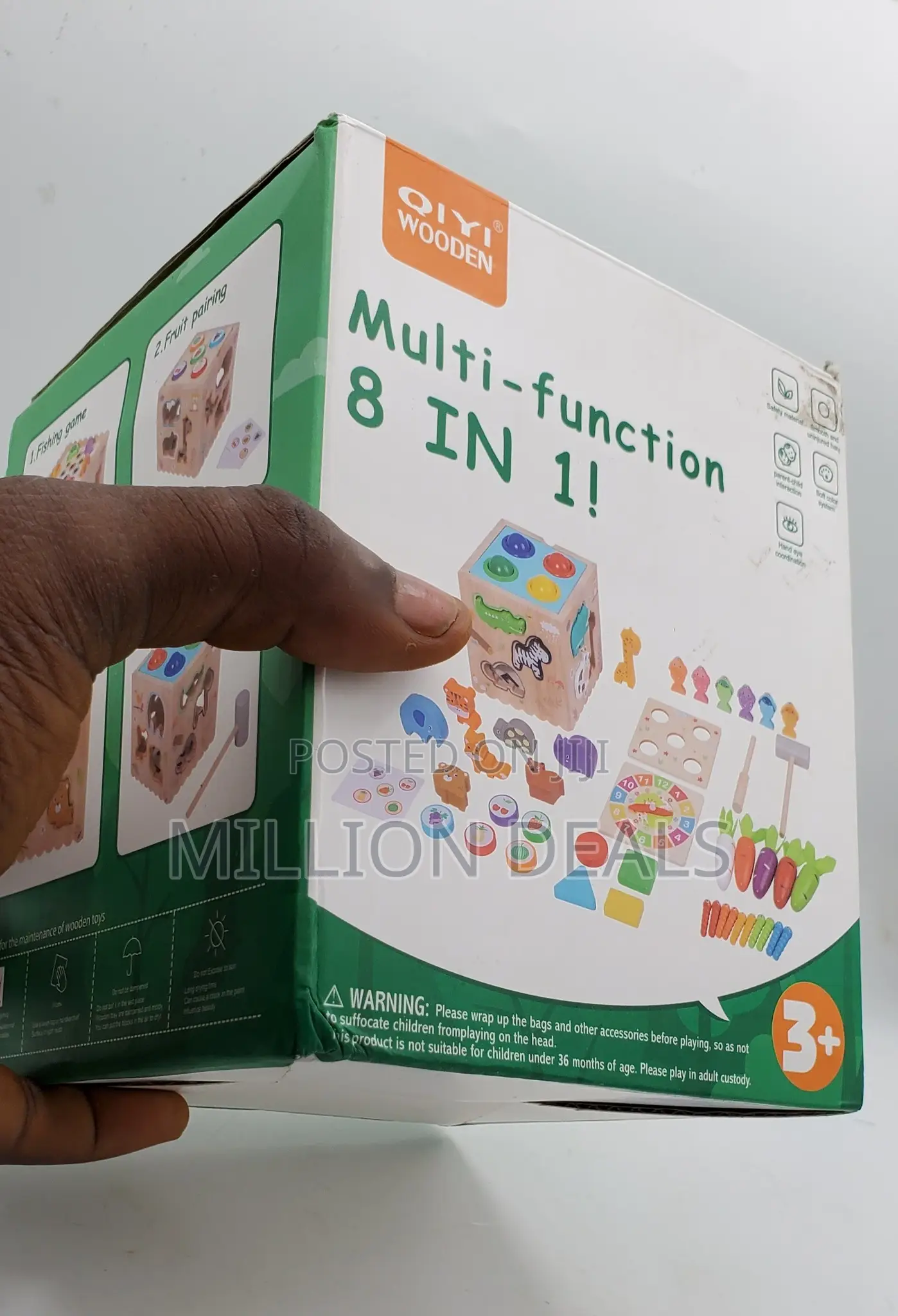 Wooden Kids Cube, 8-in-1 Set Multifunctional Toy Ages 3+