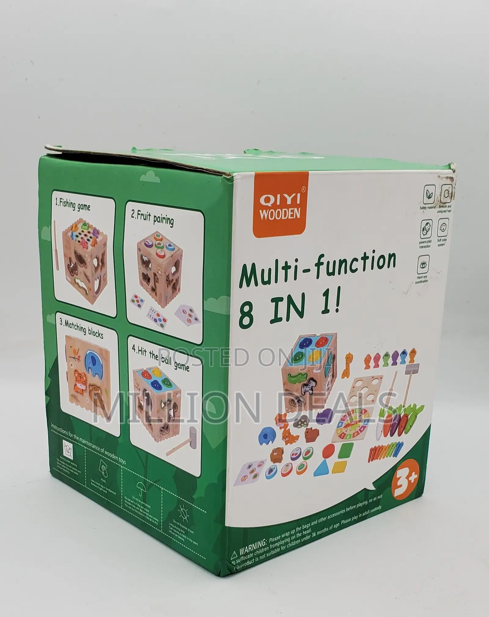 Wooden Kids Cube, 8-in-1 Set Multifunctional Toy Ages 3+