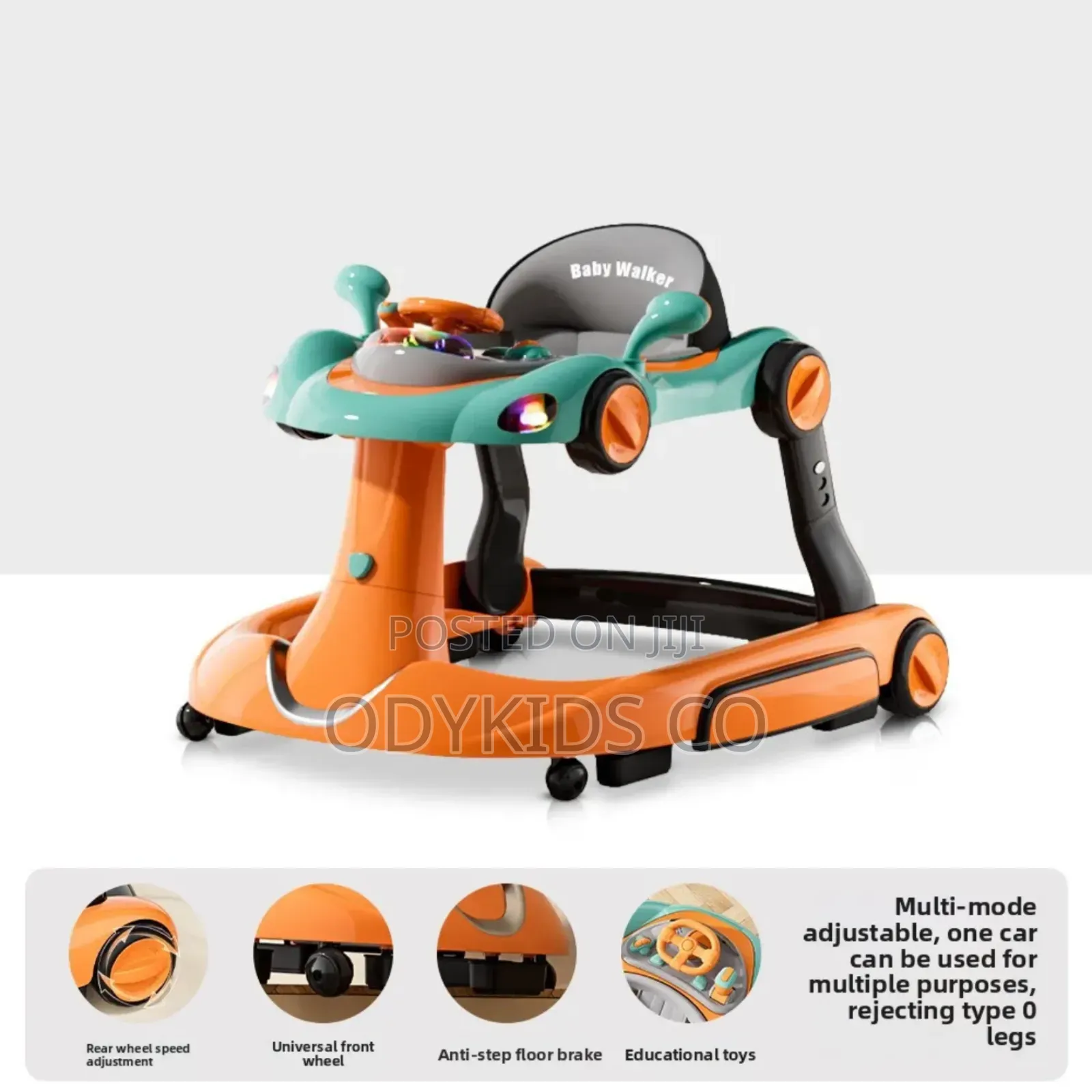 Model Anti-Tip Multifunctional Foldable Baby Walker for 6-18 Months