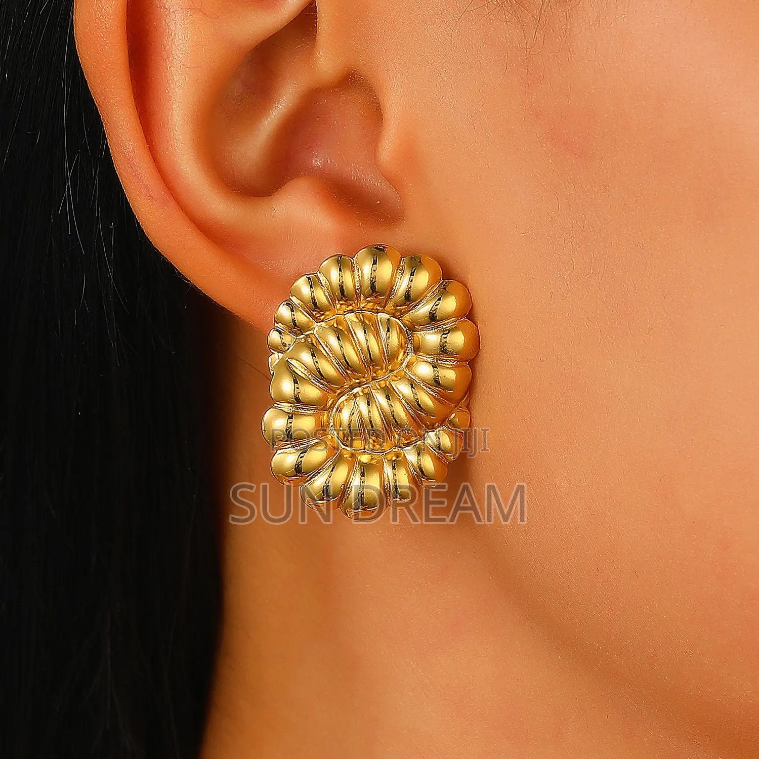 Stainless Steel Lady Earrings Woman Earrings Not Fade Golden Rings