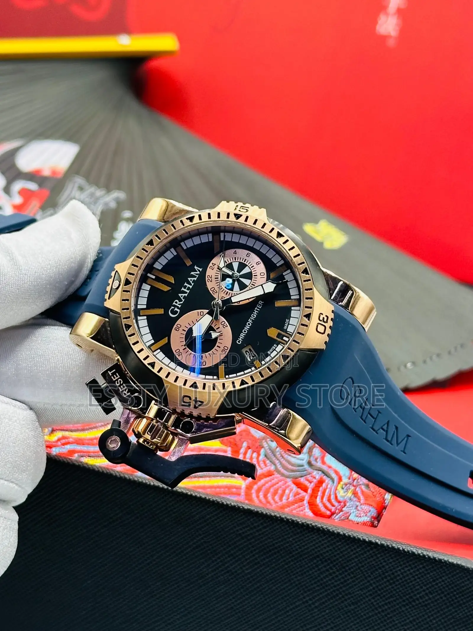 High Quality Luxury Graham Rubber Wristwatch