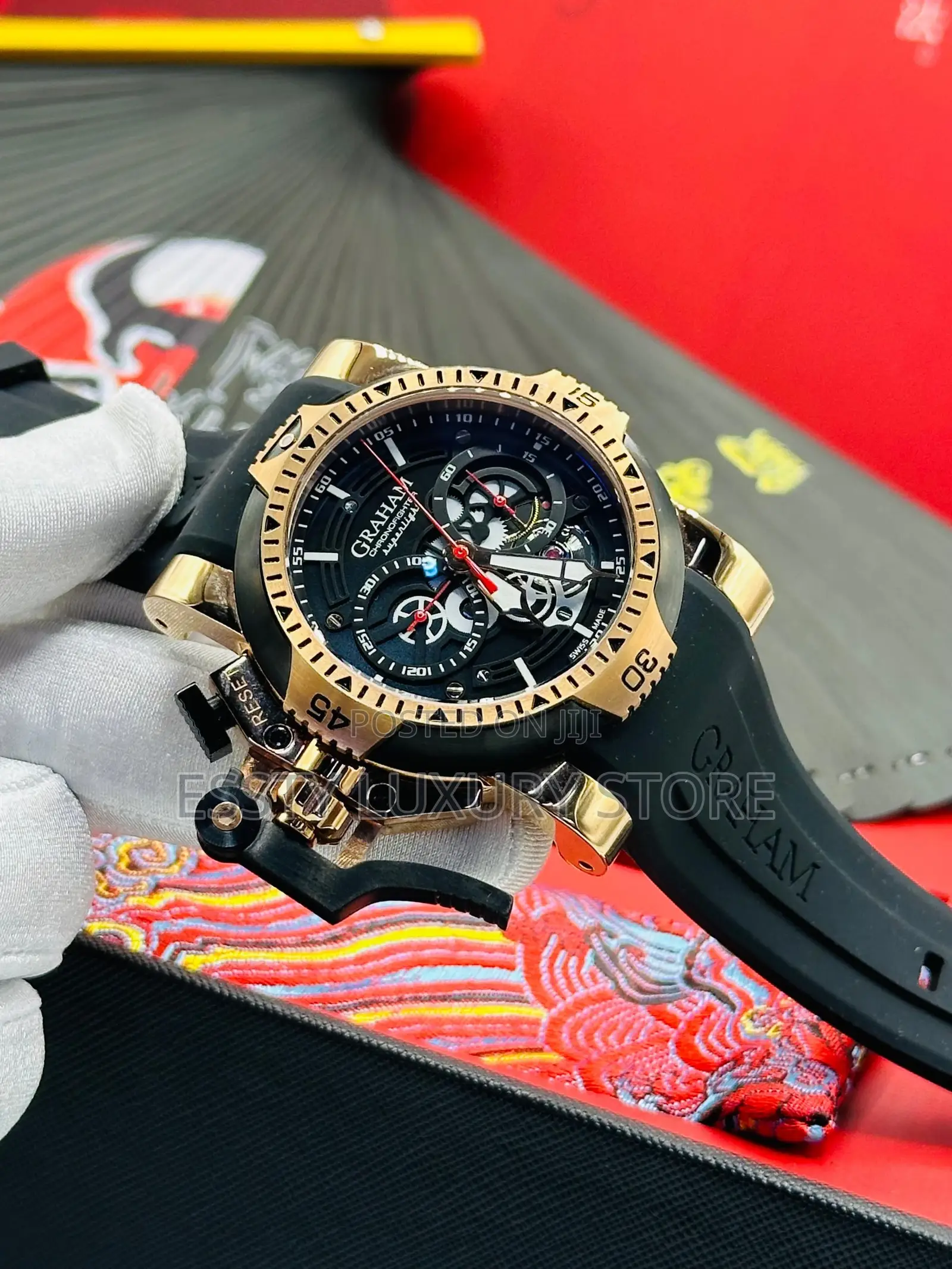 High Quality Luxury Graham Rubber Wristwatch