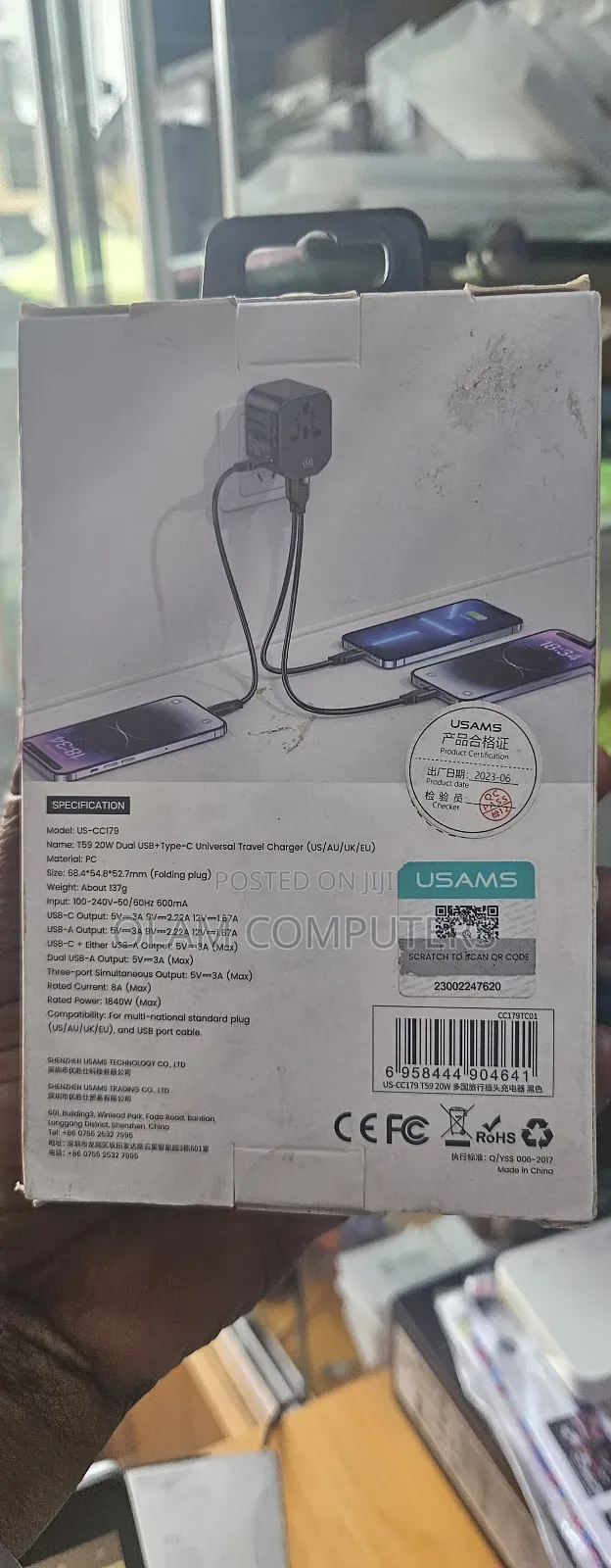 Usams T59 20w Dual Usb+Type-C Universal Travel Charger